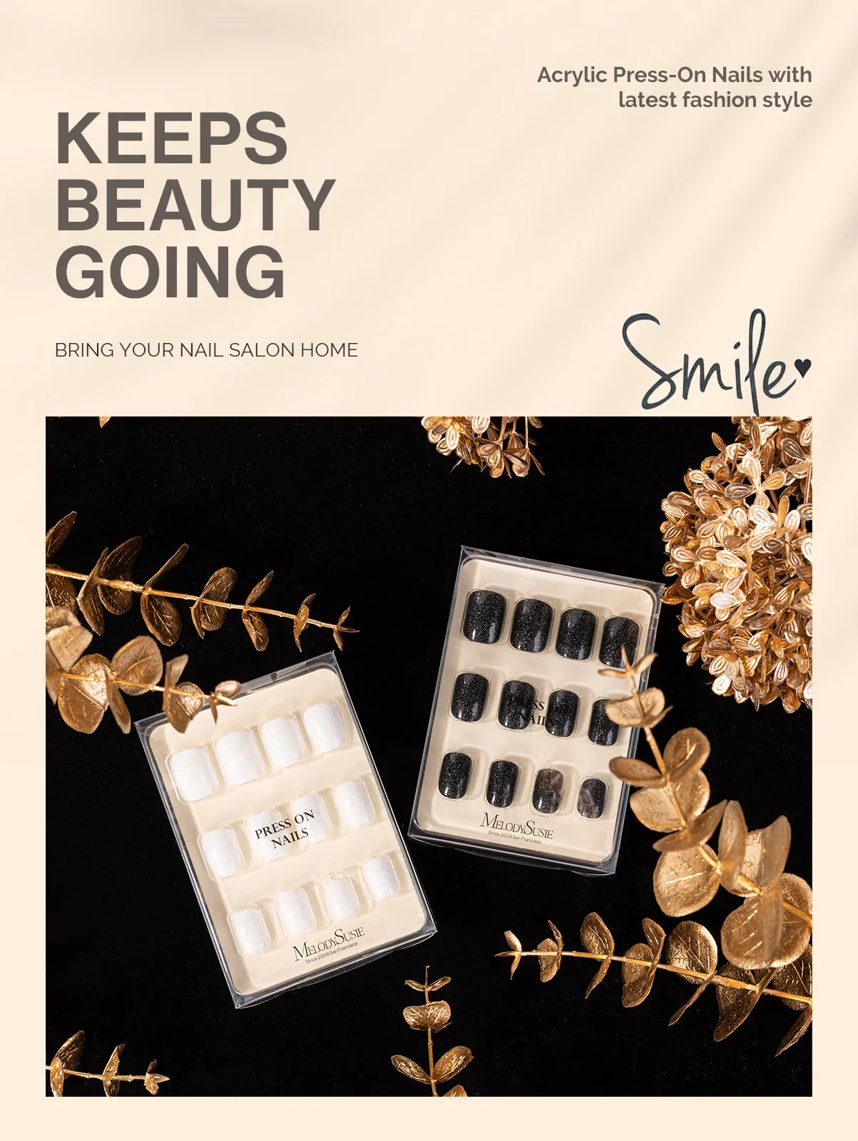 Acrylic Press On Nails - Short Square Black