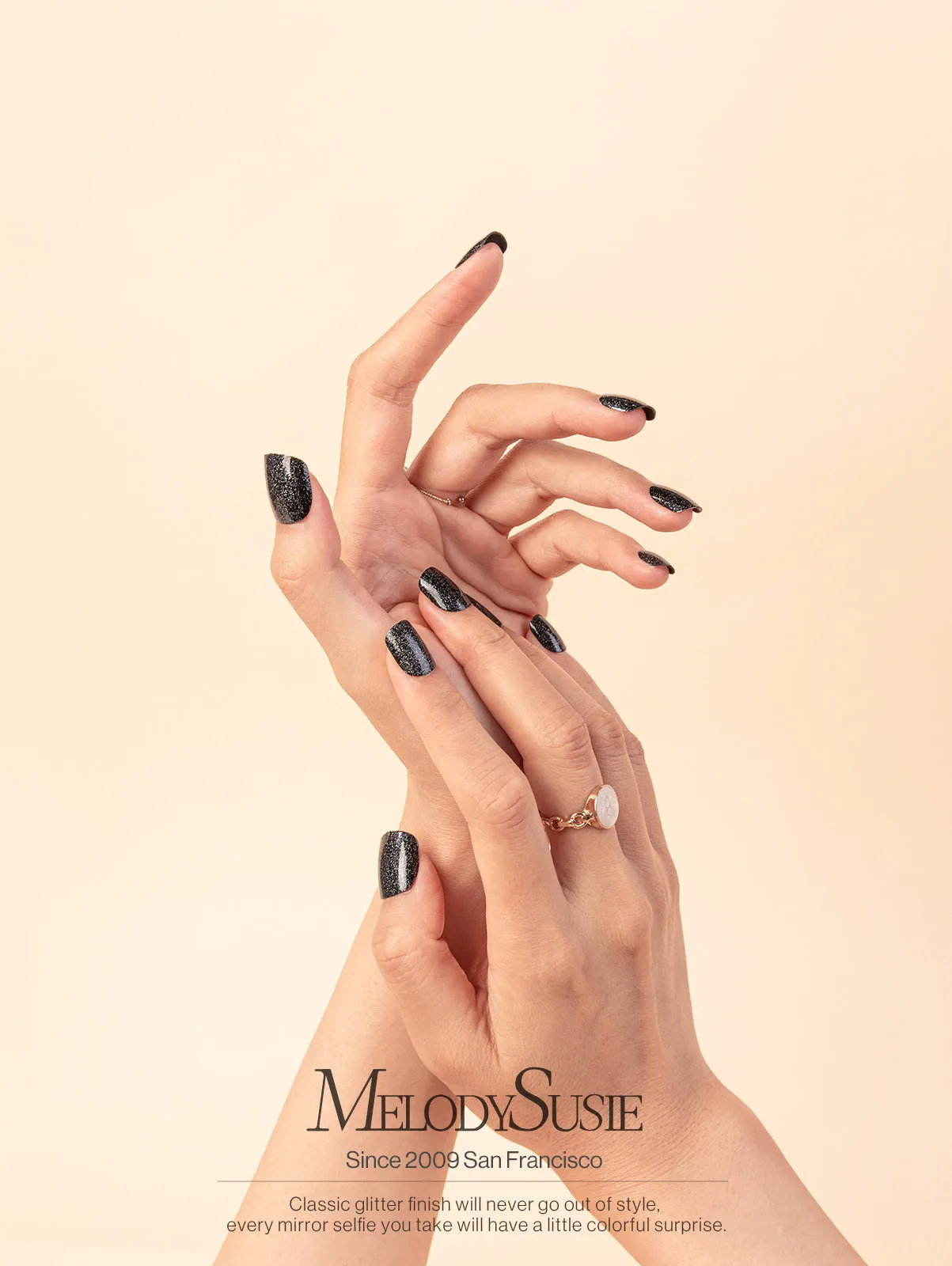 Acrylic Press On Nails - Short Square Black
