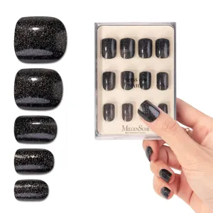 Acrylic Press On Nails - Short Square Black