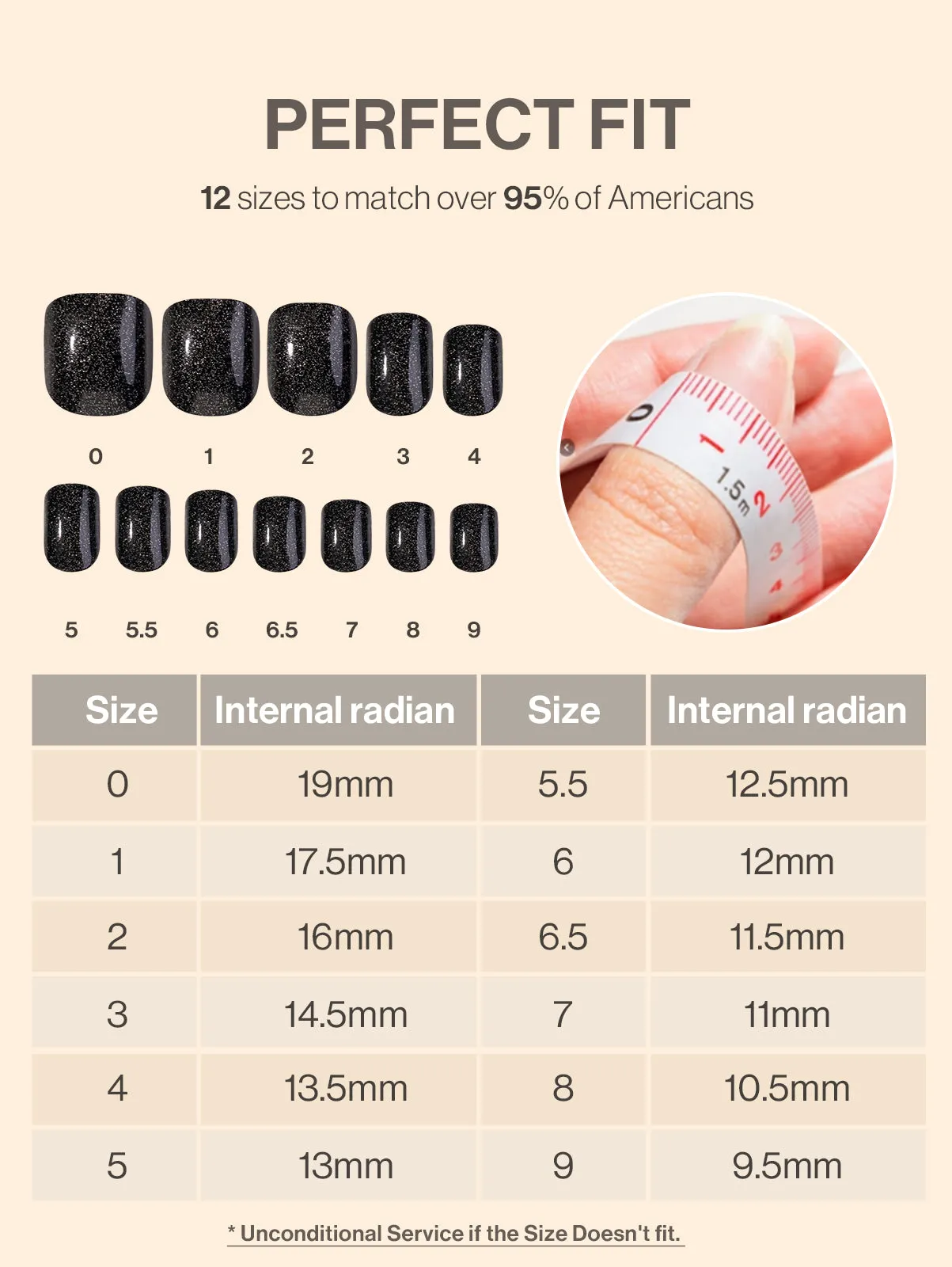 Acrylic Press On Nails - Short Square Black