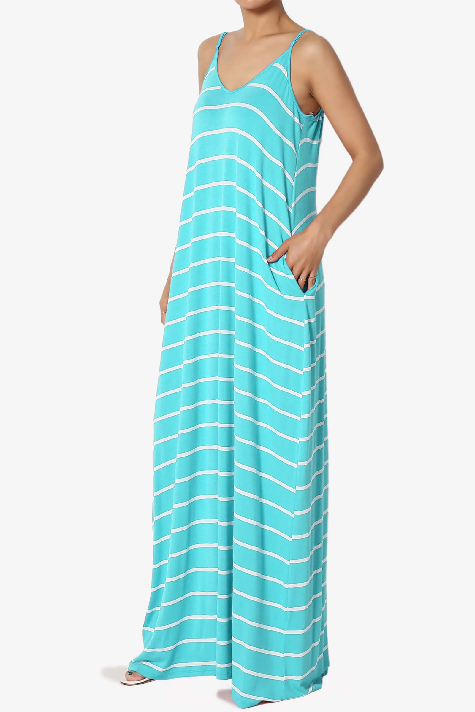 Adilette Striped Cami Maxi Dress PLUS