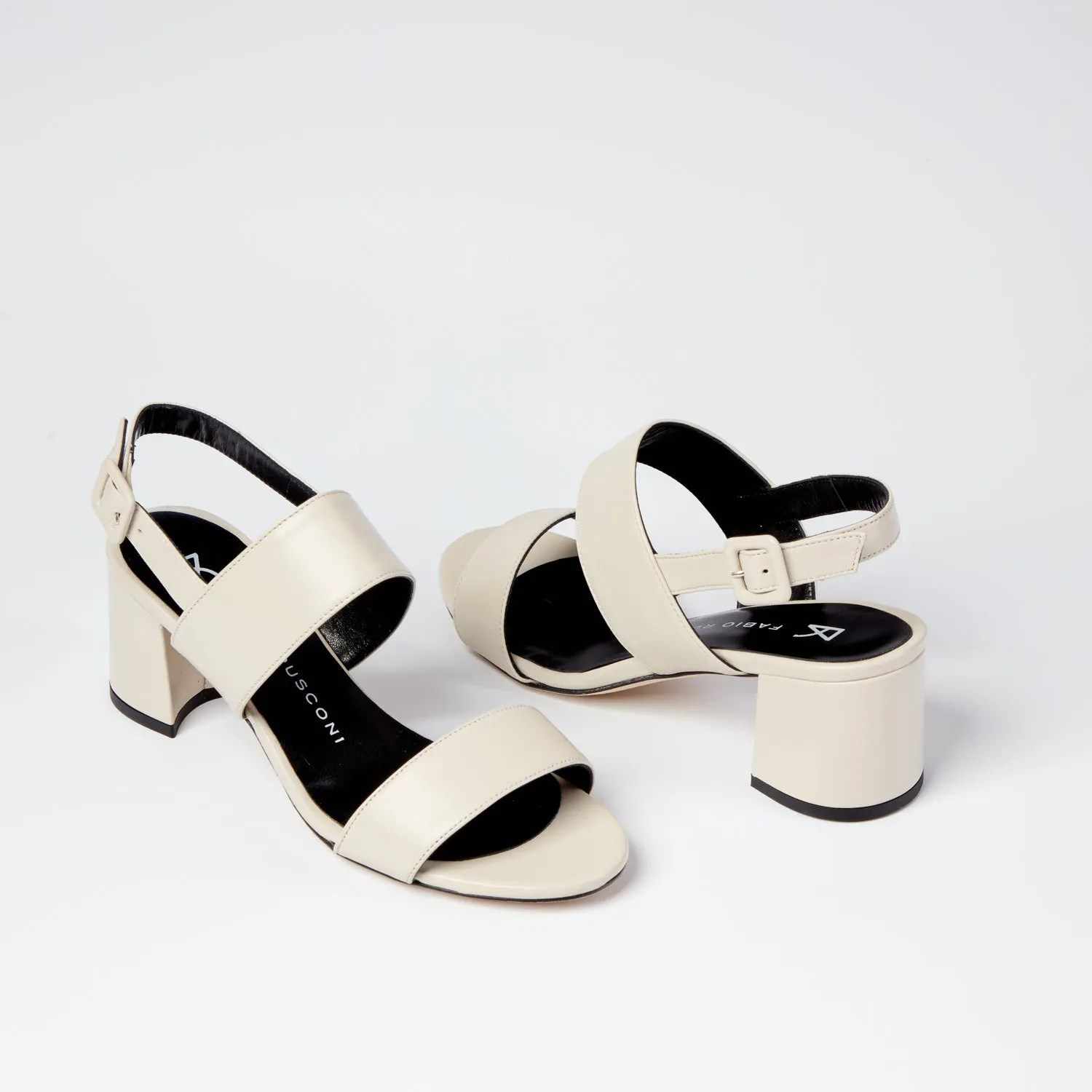 Alice cream block heel sandal