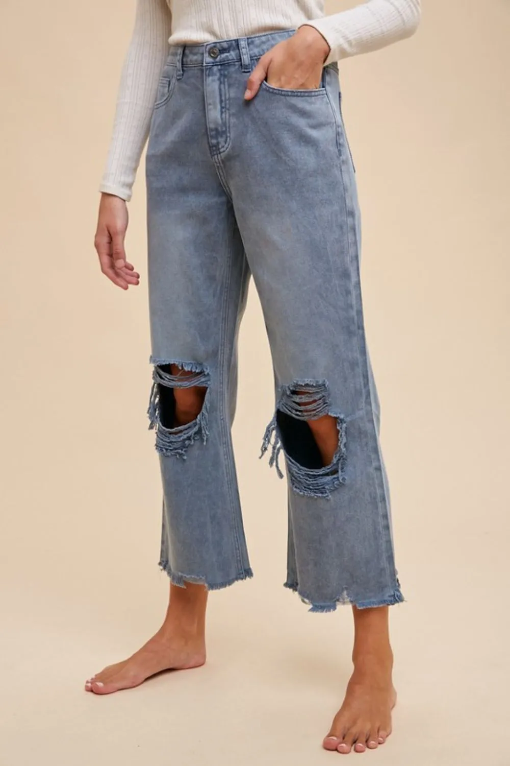 All About Denim Dusty Blue Distressed Jeans