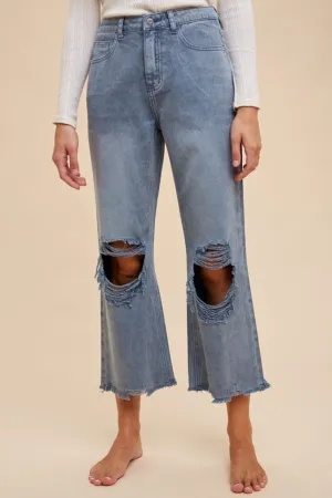 All About Denim Dusty Blue Distressed Jeans