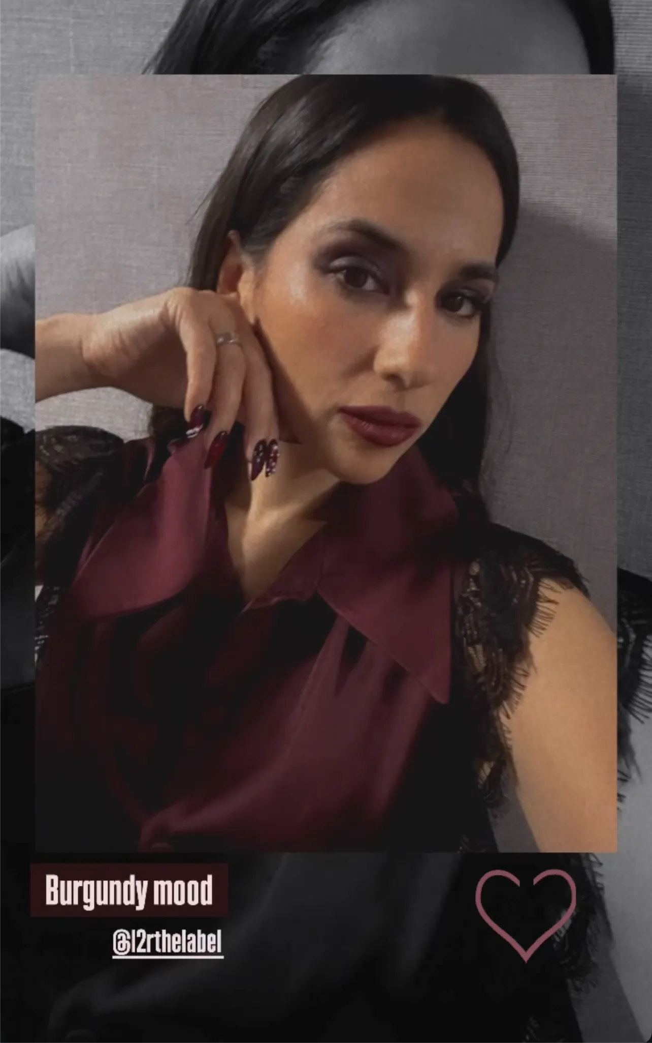 Amal Draped Satin Top in Burgundy