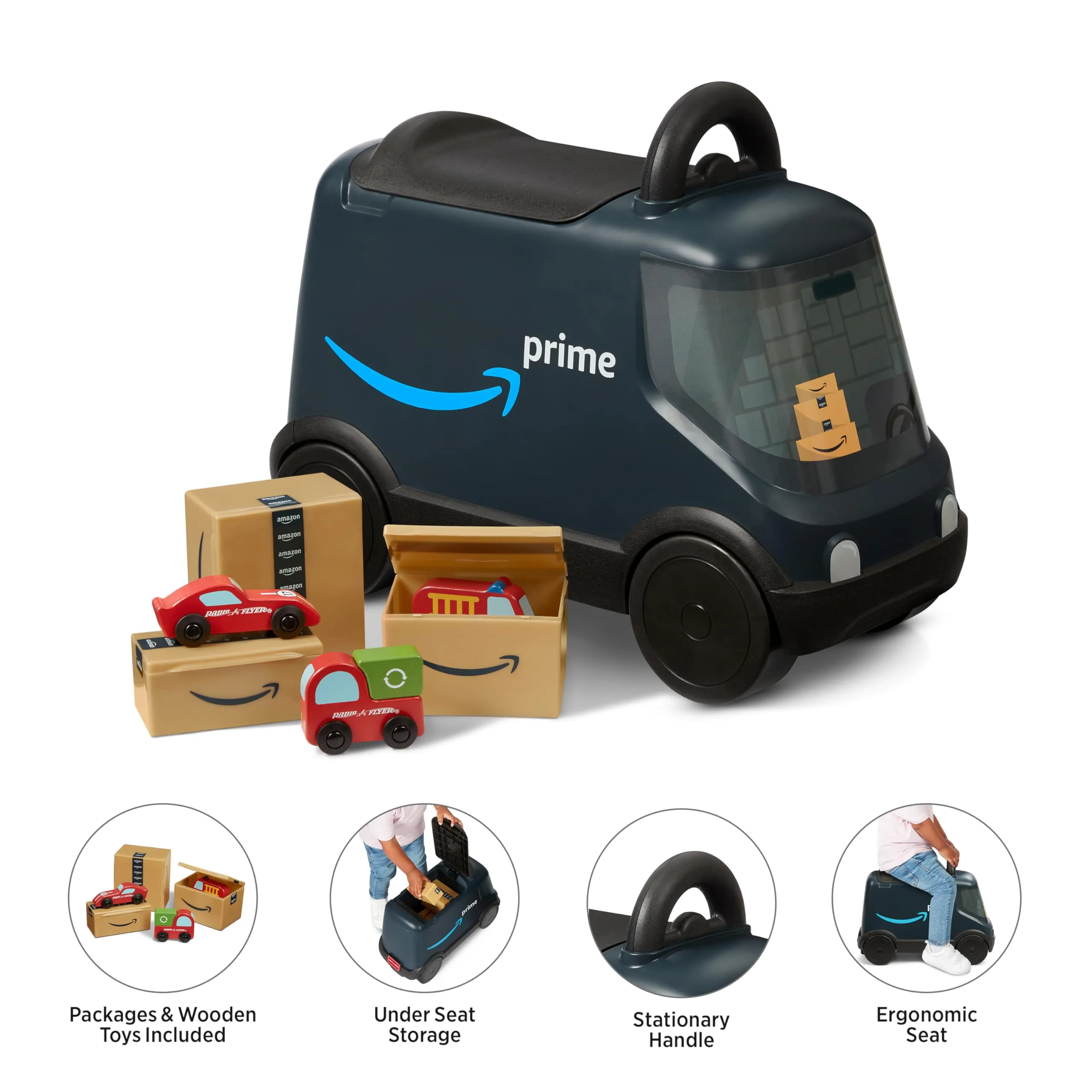Amazon Delivery Van Ride On Toy for Kids, Blue Toddler Ride on Toy for Ages 2 , Amazon Exclusive