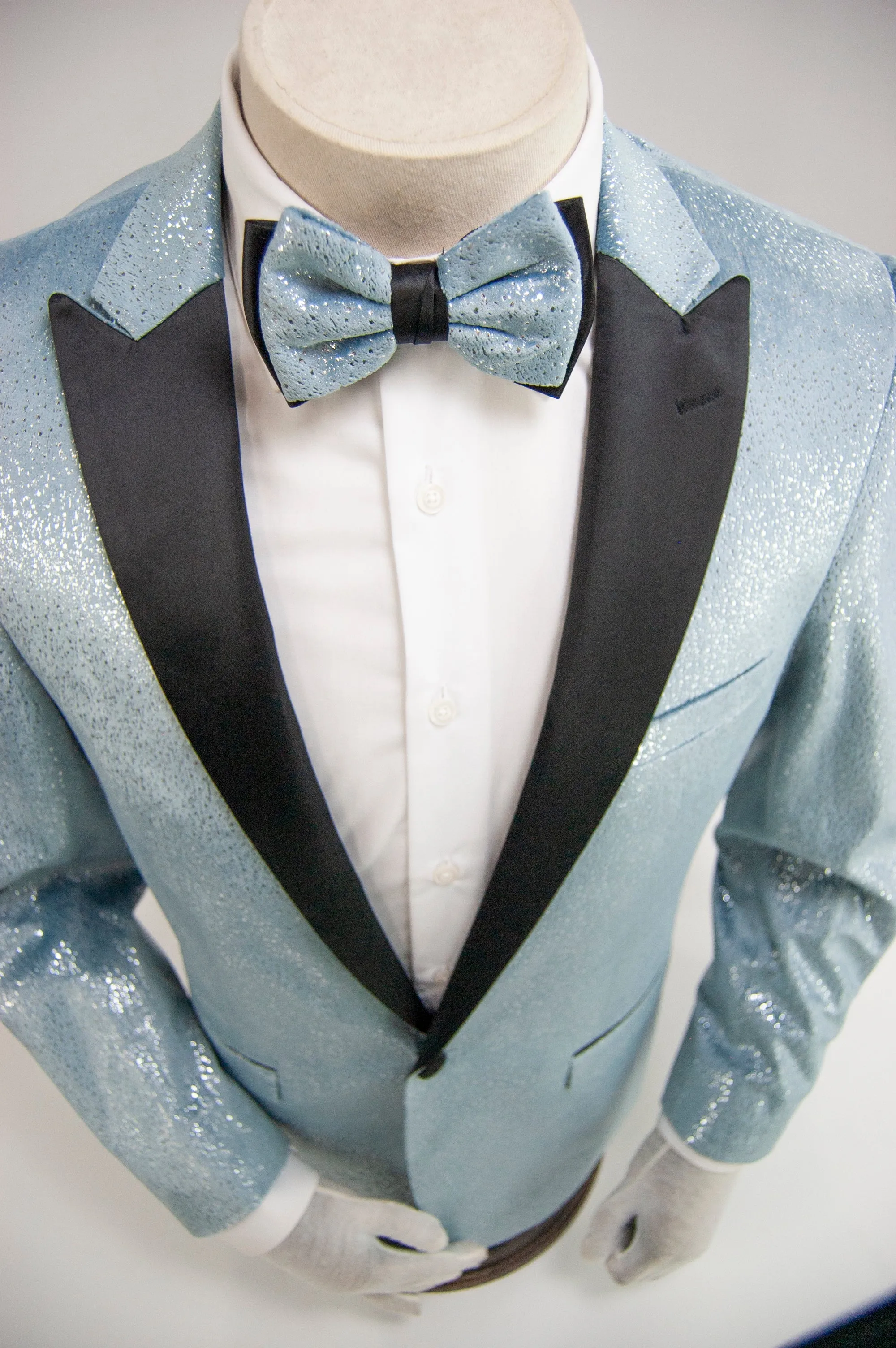 Baby Blue Metallic Flake Slim-Fit Tuxedo Jacket