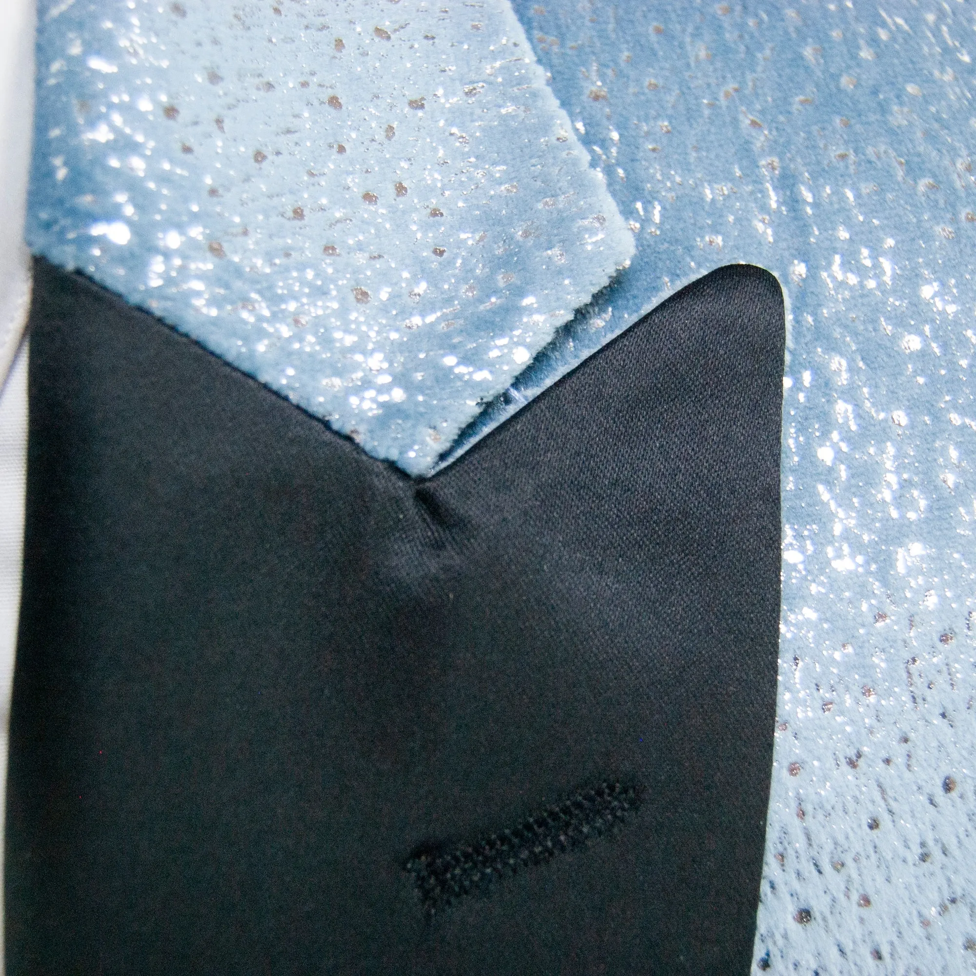 Baby Blue Metallic Flake Slim-Fit Tuxedo Jacket
