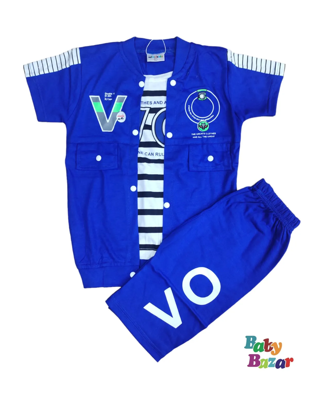 Baby Boy Summer Dress In Bright Blue Color