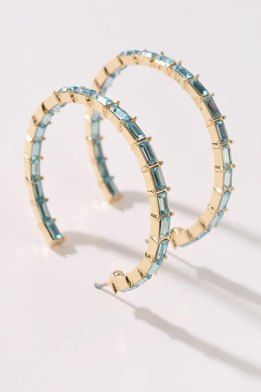 Beautiful Aqua Stone Hoop Earrings