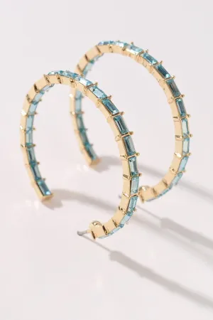 Beautiful Aqua Stone Hoop Earrings