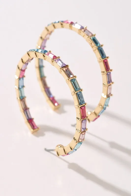 Beautiful Multicolor Stone Hoop Earrings