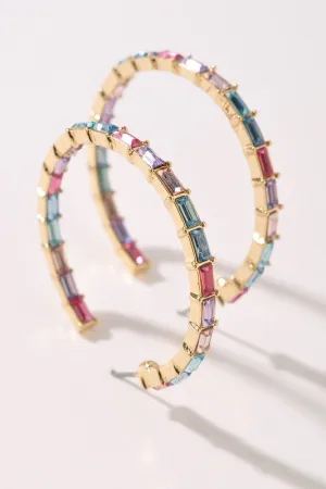 Beautiful Multicolor Stone Hoop Earrings
