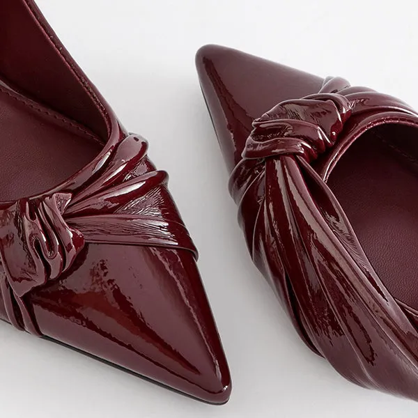 Berry Red Forever Comfort® Asymmetric Bow Kitten Heels