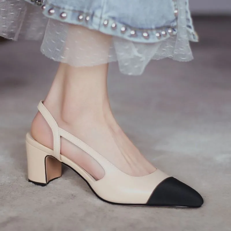 Blake Cap Toe Chunky Heel Slingbacks Pumps