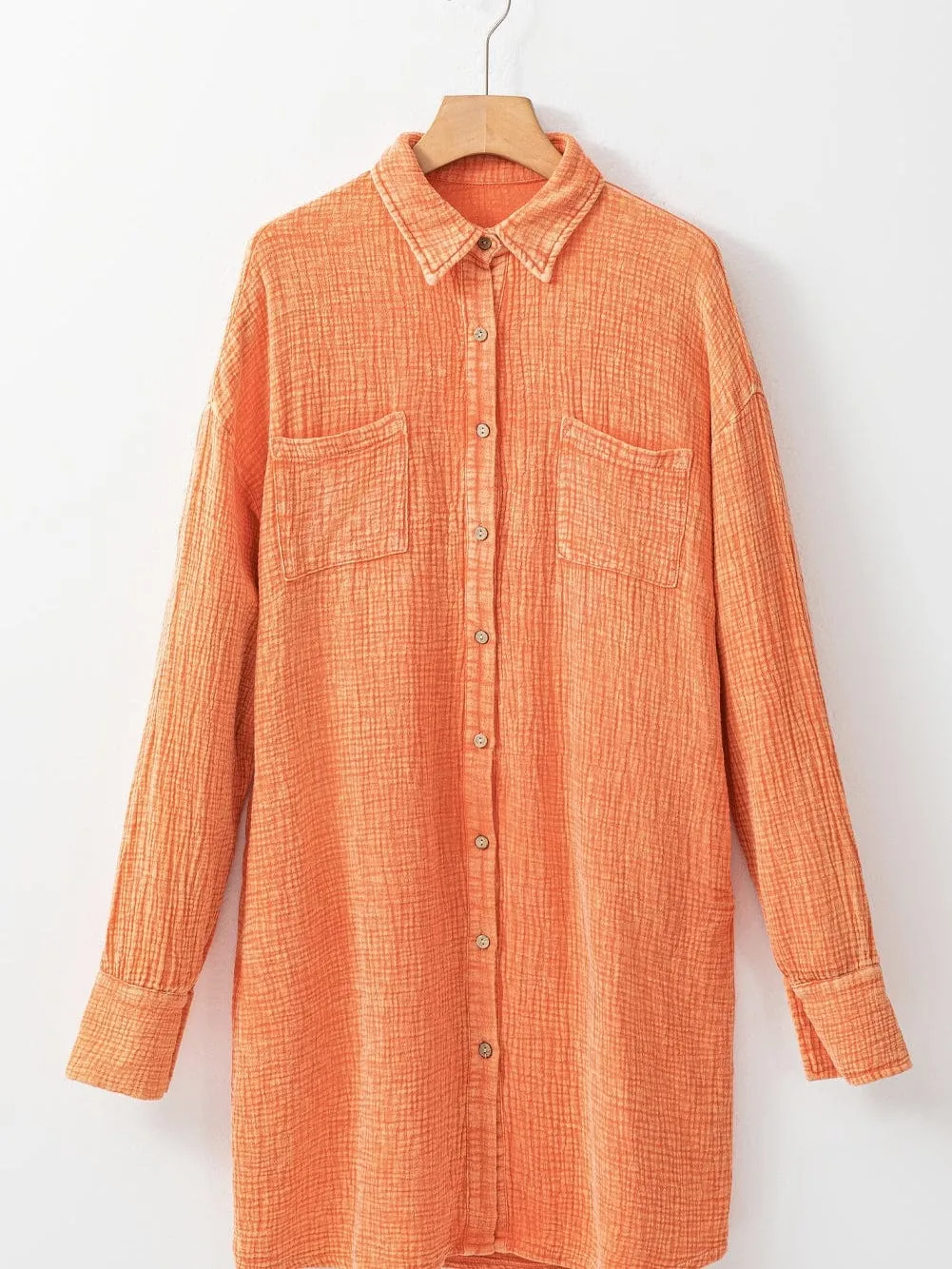 Bohemian Style Orange Shirt Dress