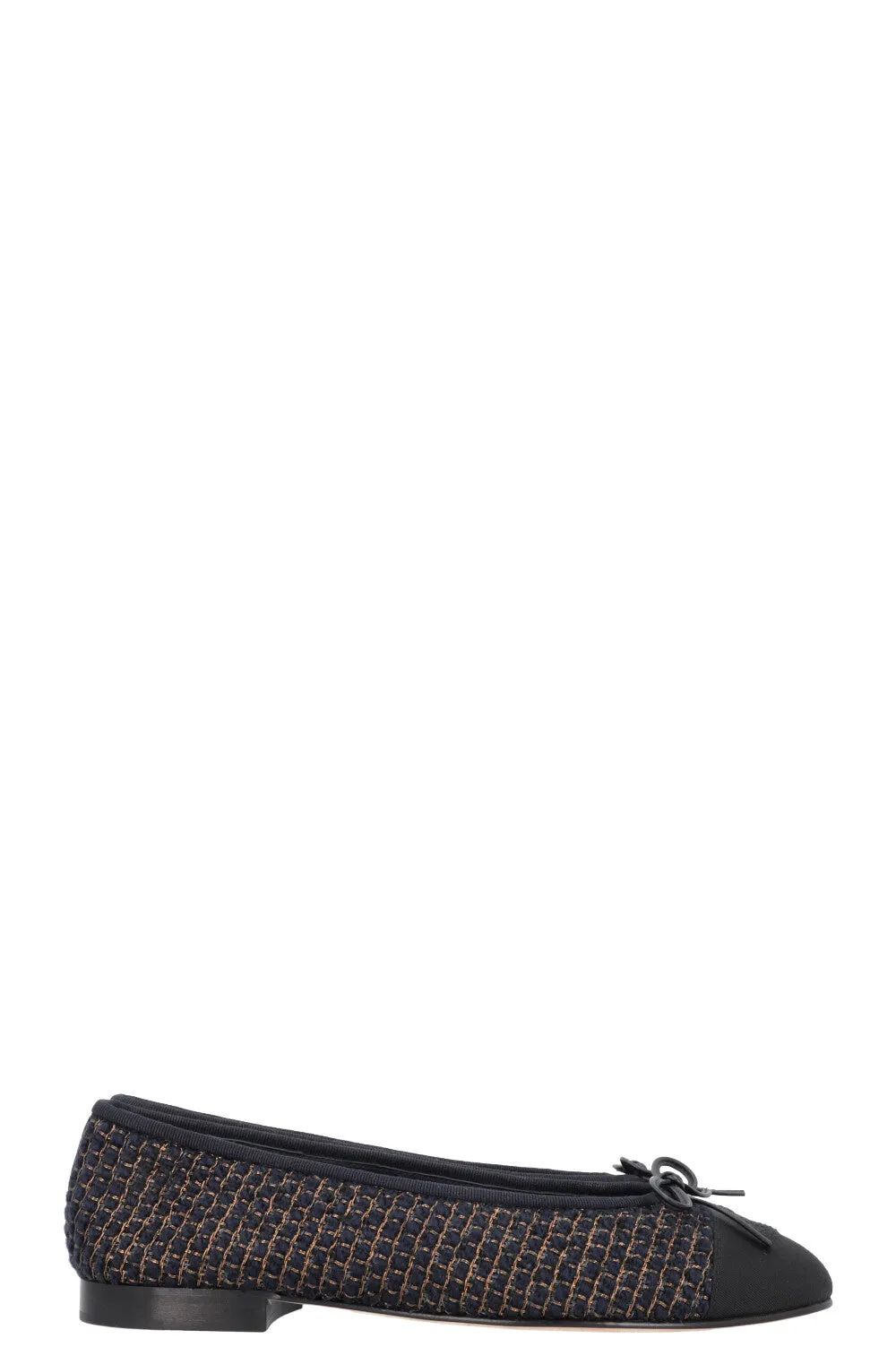 CHANEL Classic Ballet Flats Tweed Navy