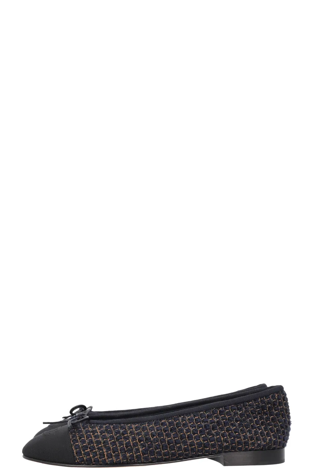 CHANEL Classic Ballet Flats Tweed Navy