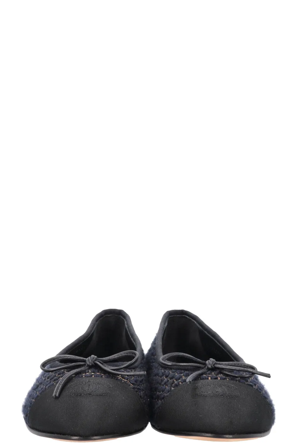 CHANEL Classic Ballet Flats Tweed Navy