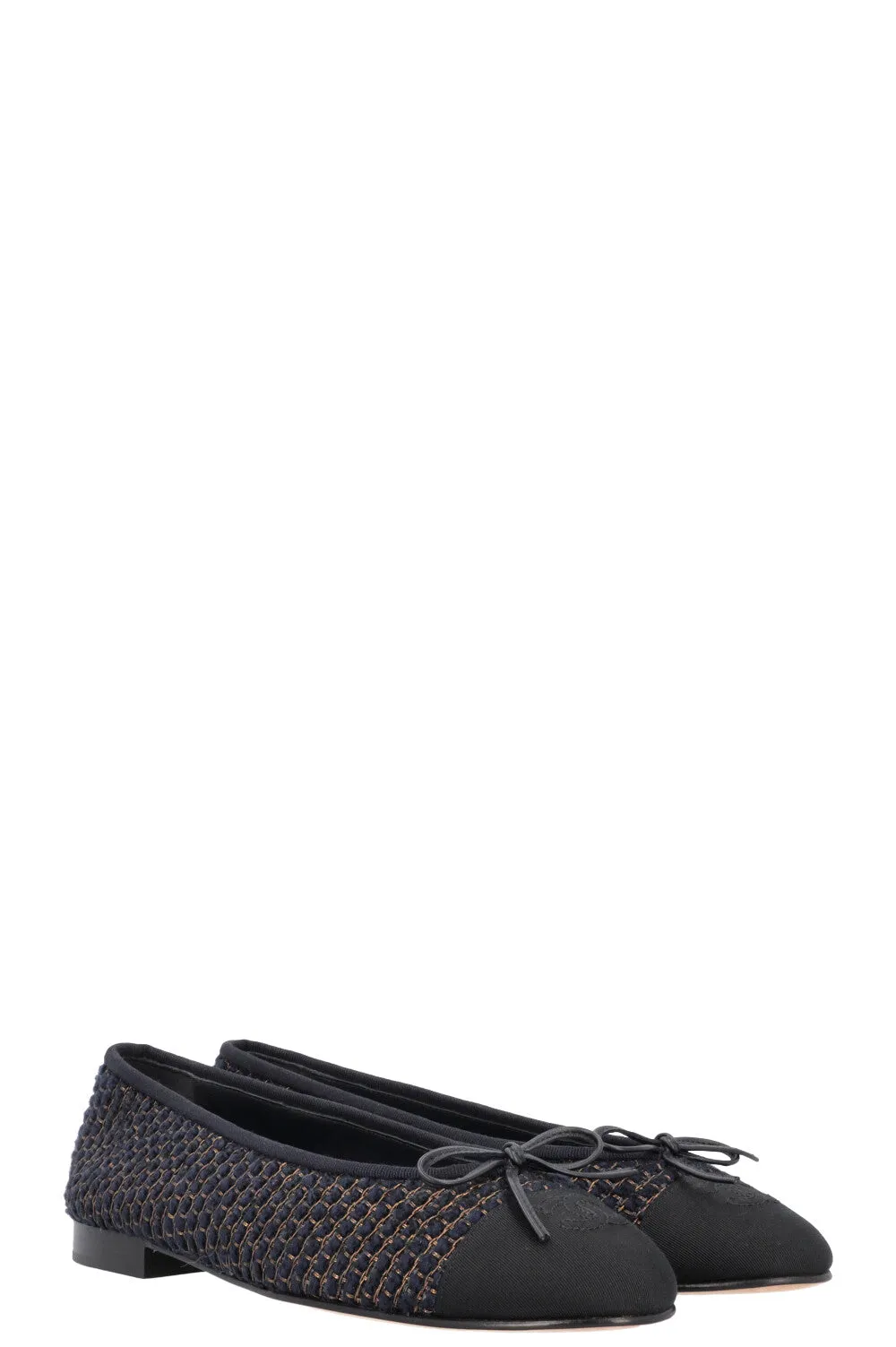 CHANEL Classic Ballet Flats Tweed Navy