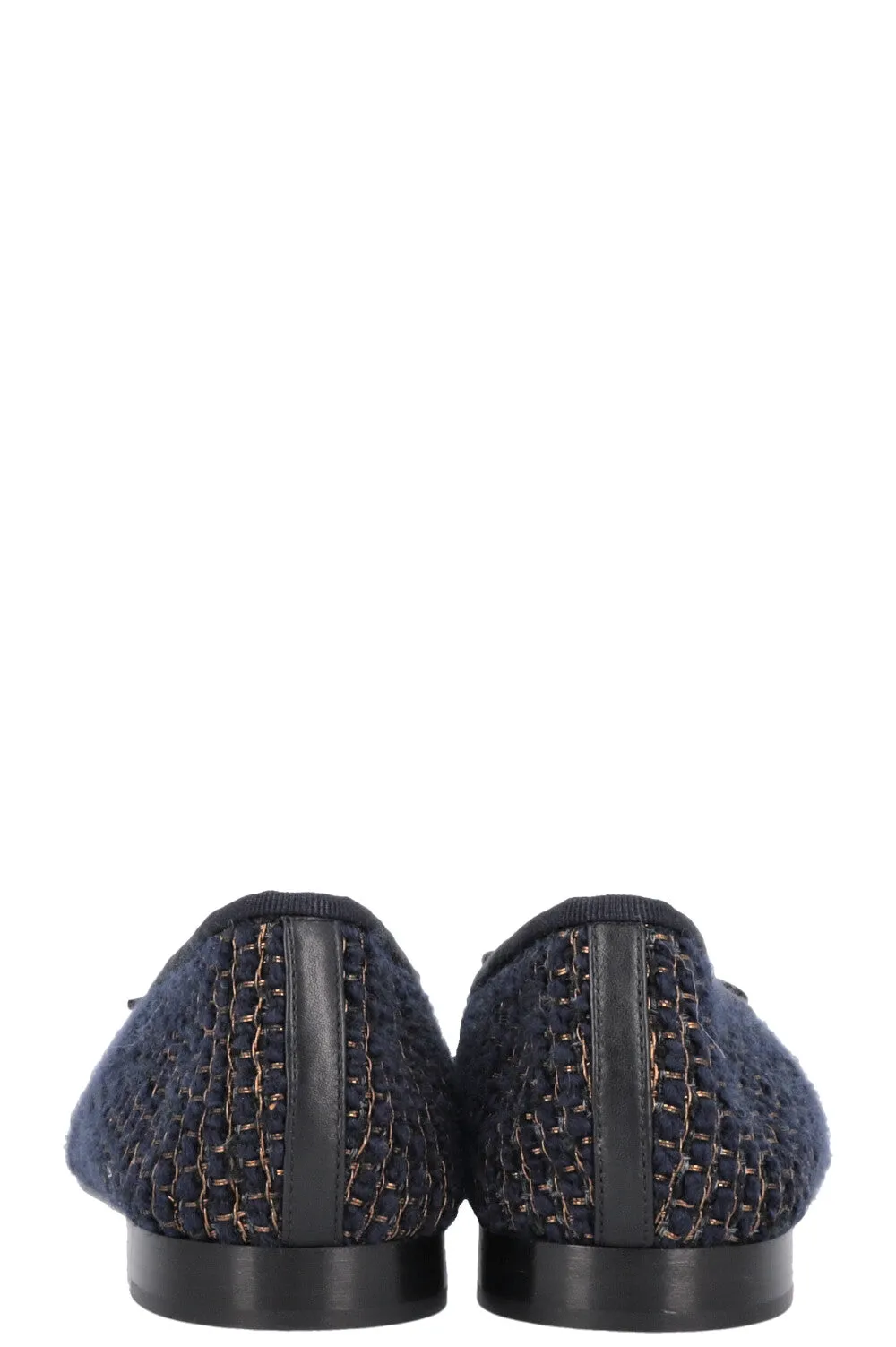 CHANEL Classic Ballet Flats Tweed Navy