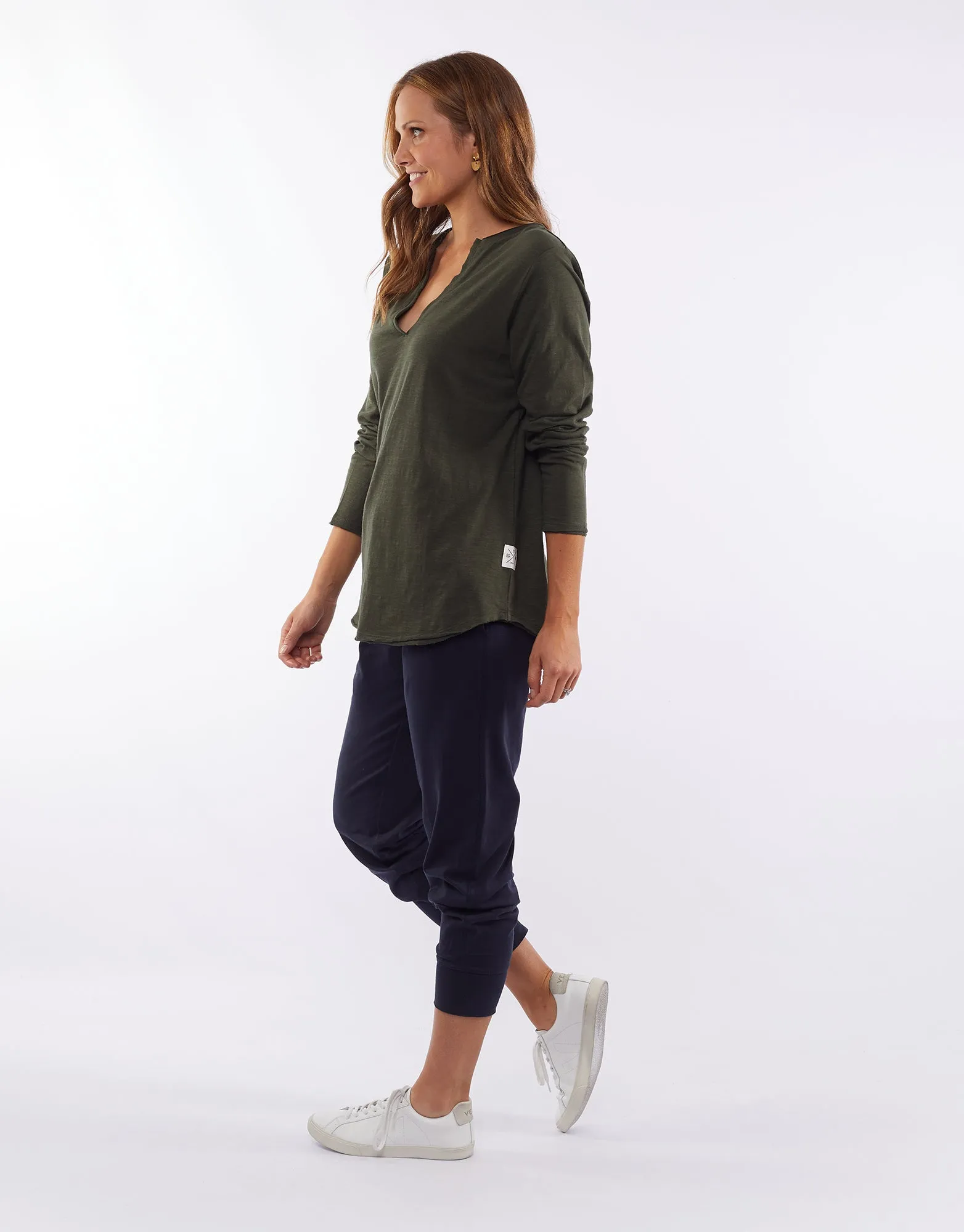Coles Bay Henley Long Sleeve Tee - Khaki