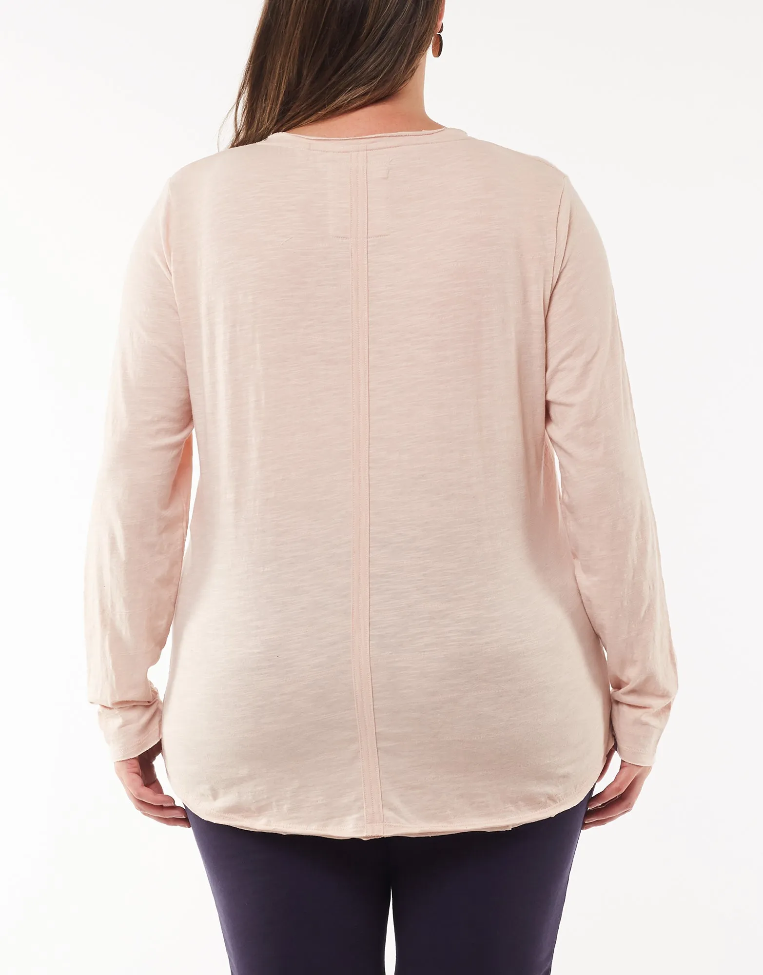 Coles Bay Henley Long Sleeve Tee - Pink (plus size)