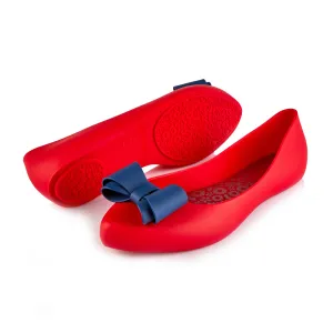 Coloko Calathea Jelly Ballerina Pump With Contrast Bow Black / Grey / Red