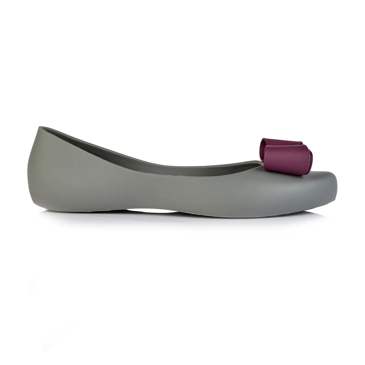 Coloko Calathea Jelly Ballerina Pump With Contrast Bow Black / Grey / Red