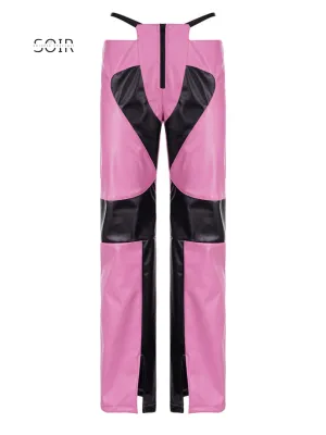 Dirty Diana Leather Low Waist Illusion Thong Like Straight Leg Pants