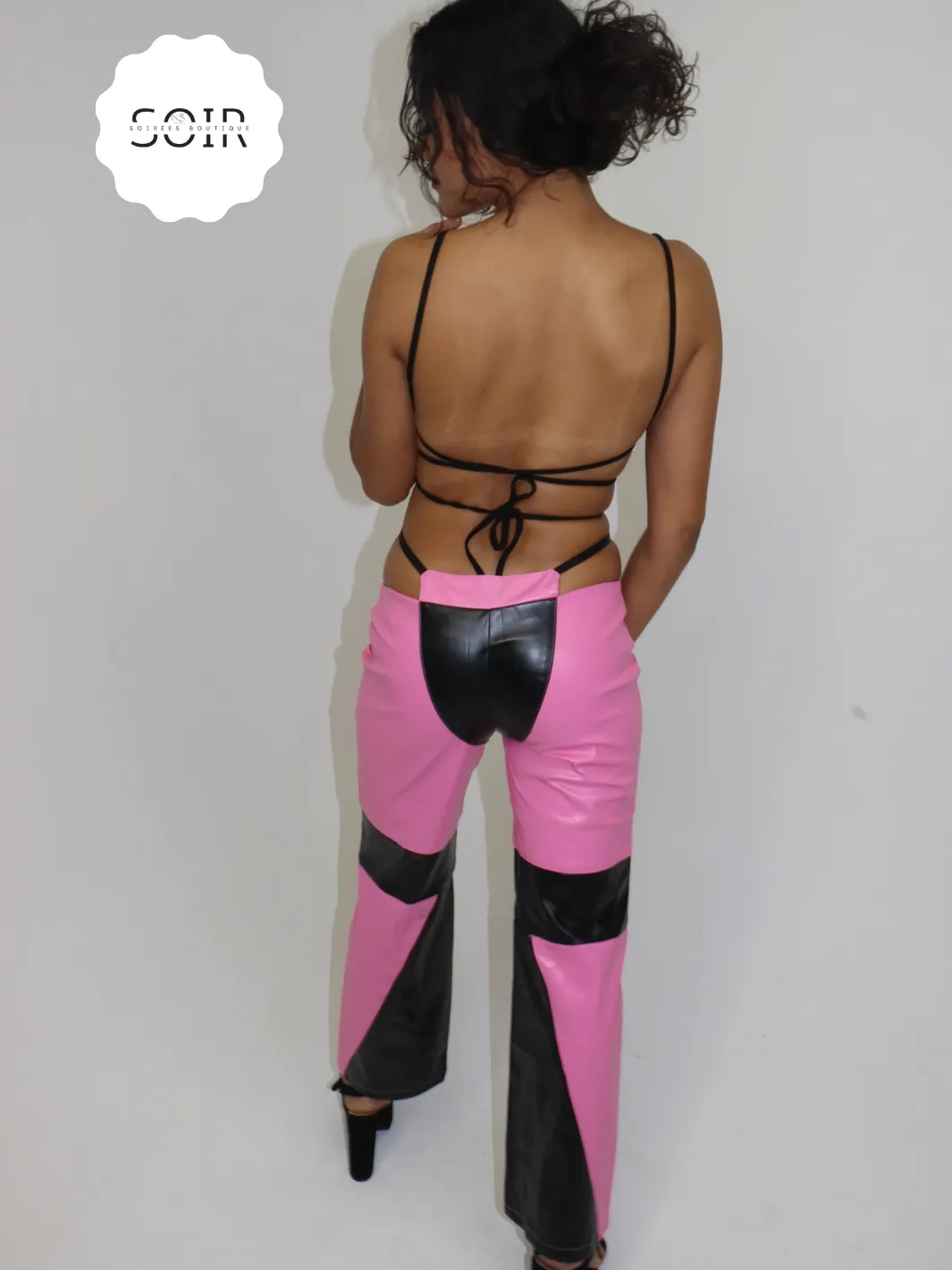 Dirty Diana Leather Low Waist Illusion Thong Like Straight Leg Pants