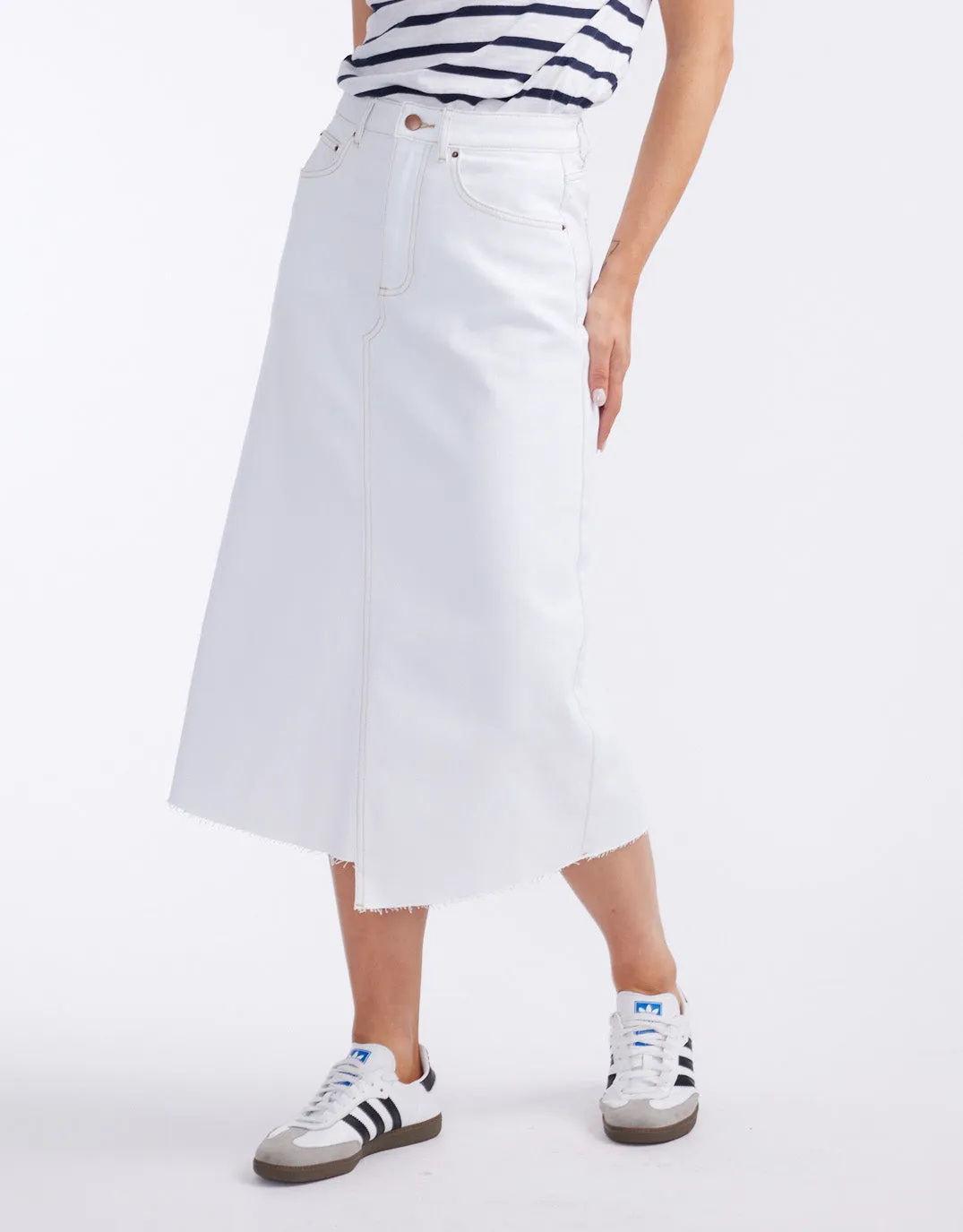 Elka Denim Skirt - White