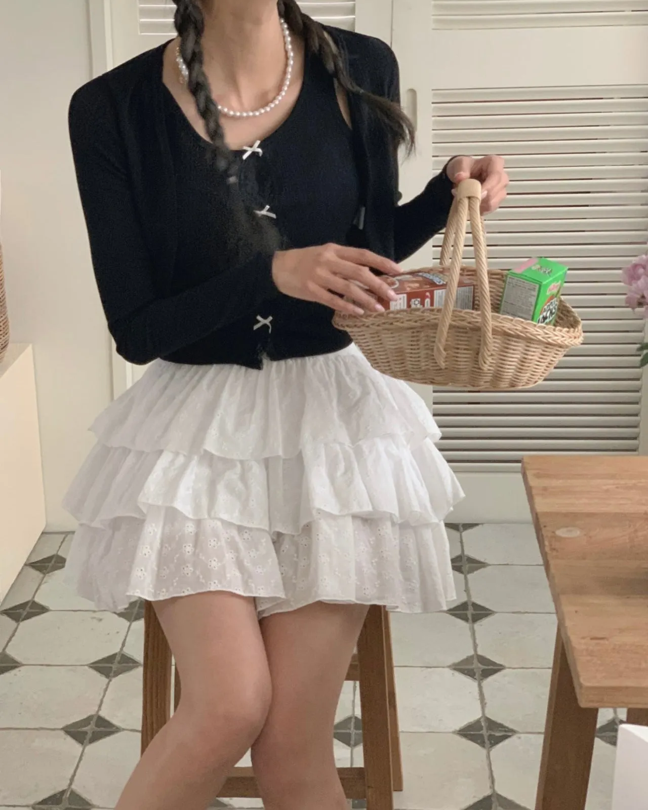 Embroidered Mini Skort