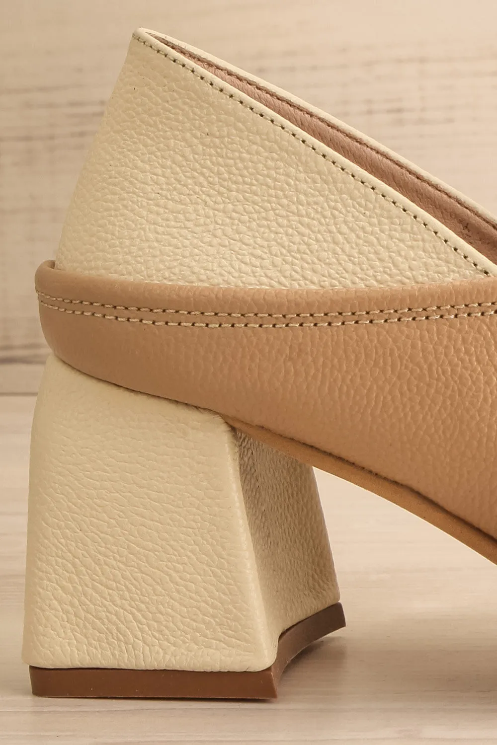 Focus Beige | Bicolored Heeled Loafer
