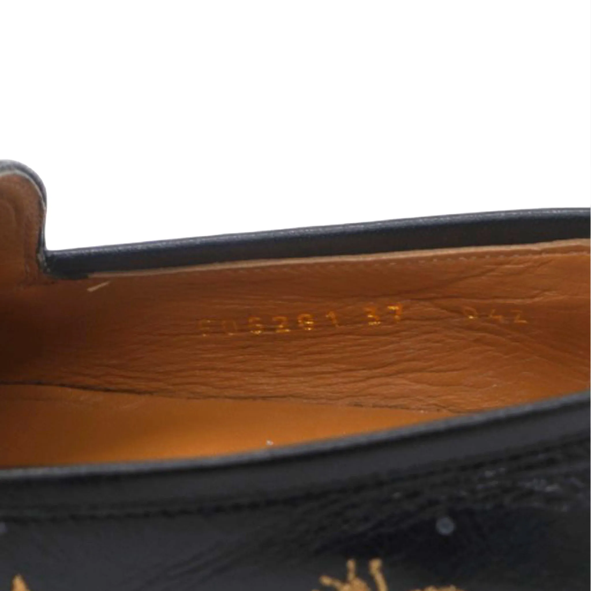 Goatskin Bee Star Embroidered Women Loafers Black 37