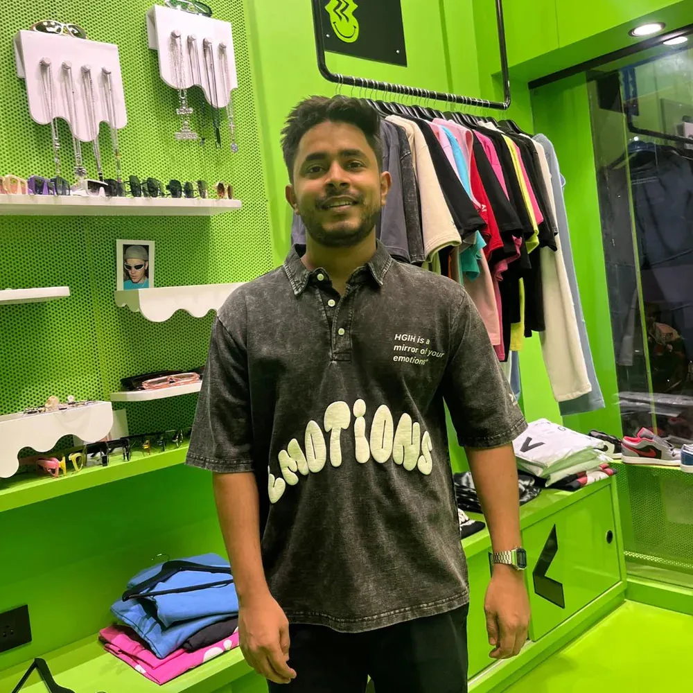 HGIH Tee Black Acid Wash Emotions