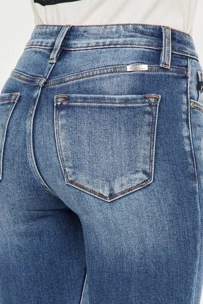 High Waist Distressed Raw Hem Ankle Skinny Jeans