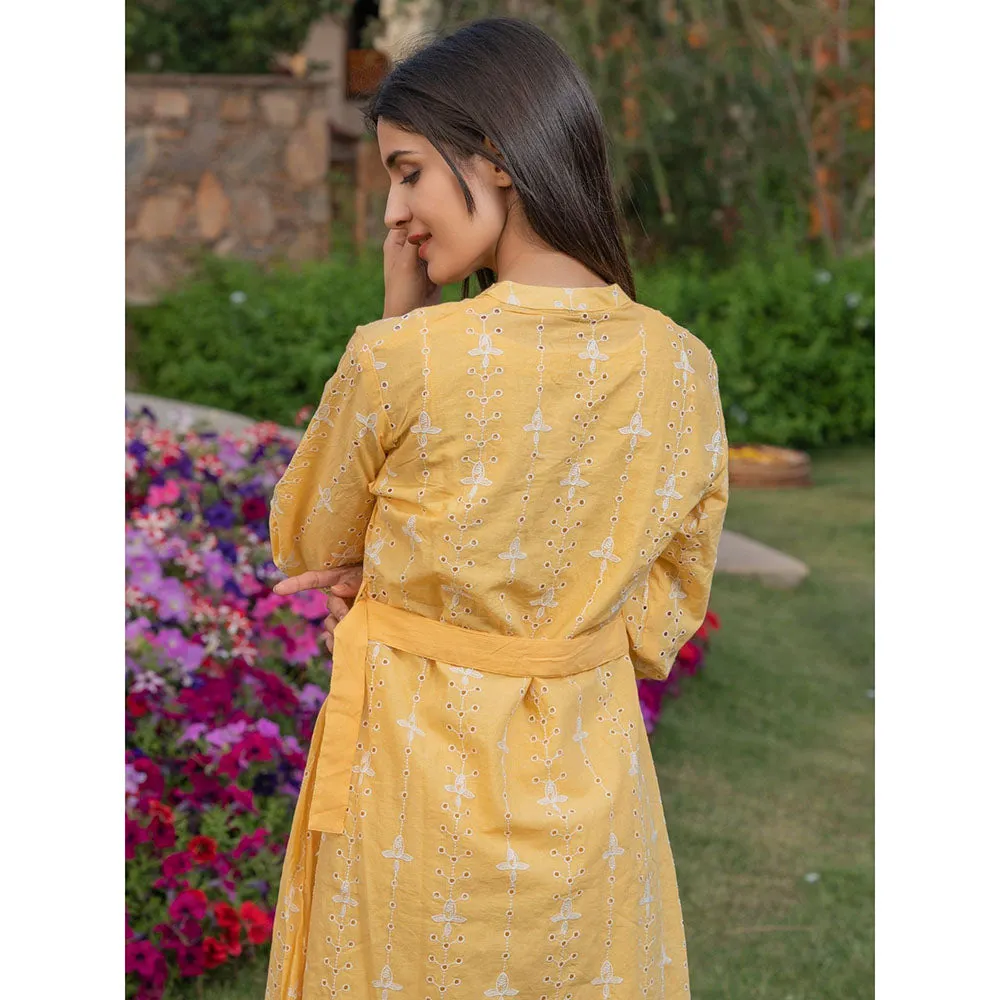 HOUSE OF JAMOTI Yellow Macaroon Dress (Set of 2)