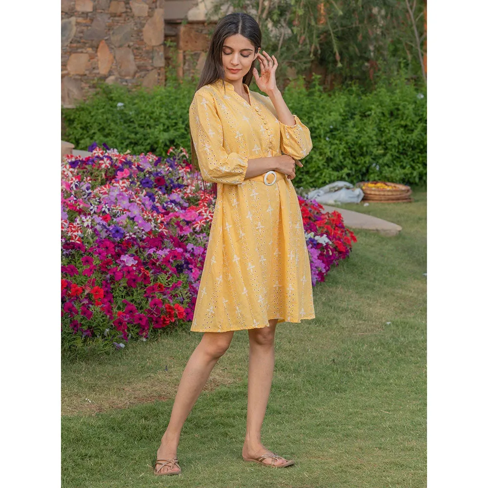 HOUSE OF JAMOTI Yellow Macaroon Dress (Set of 2)