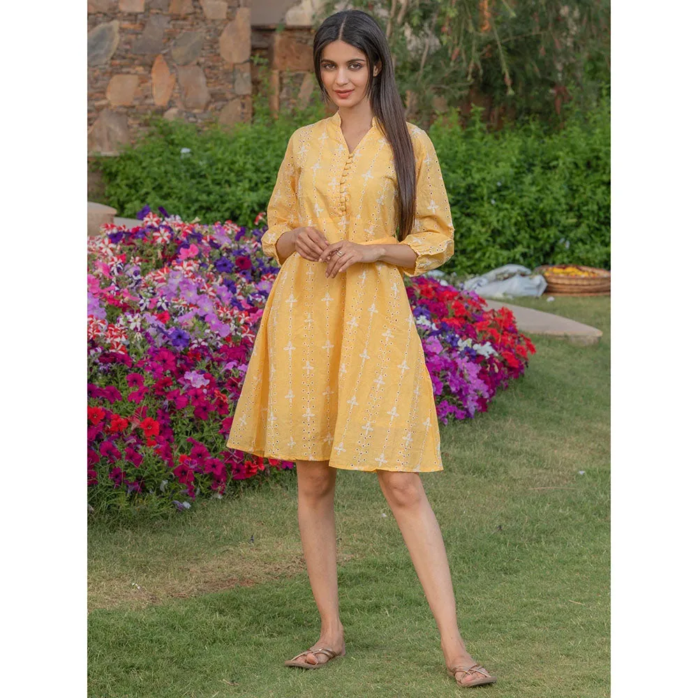 HOUSE OF JAMOTI Yellow Macaroon Dress (Set of 2)