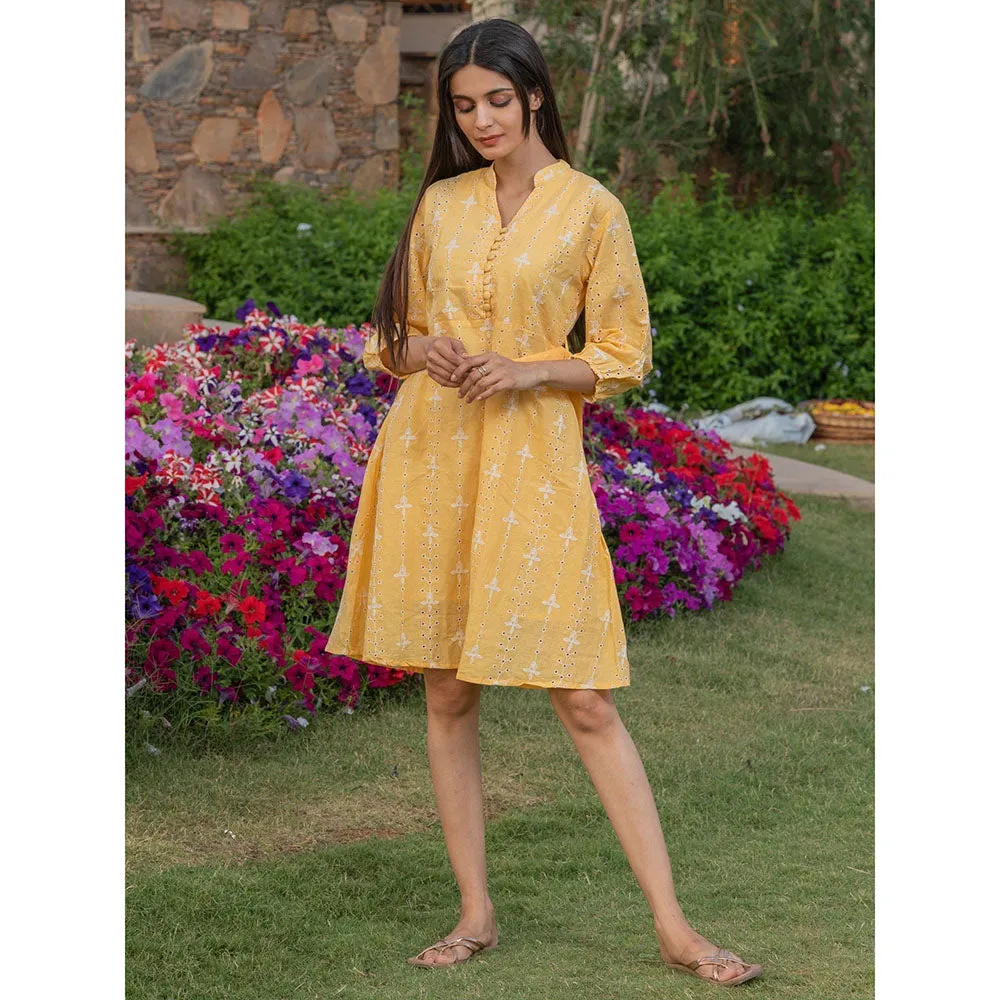 HOUSE OF JAMOTI Yellow Macaroon Dress (Set of 2)