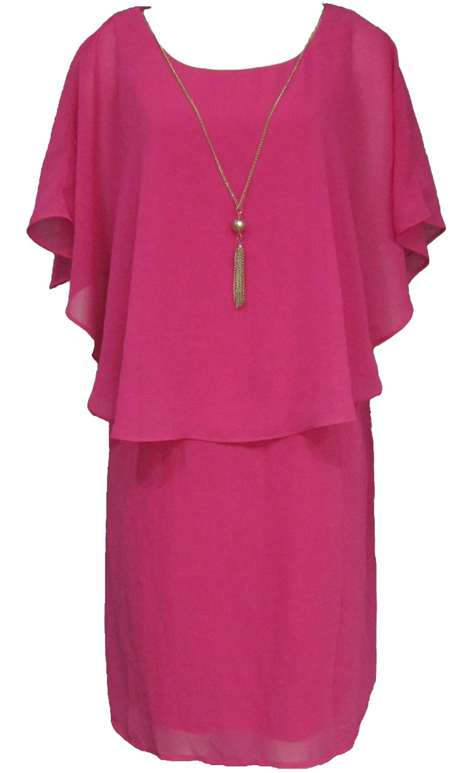 HS11711-1NC Chiffon Pink Overlay Dress (Pack)