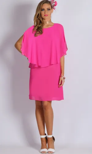 HS11711-1NC Chiffon Pink Overlay Dress (Pack)