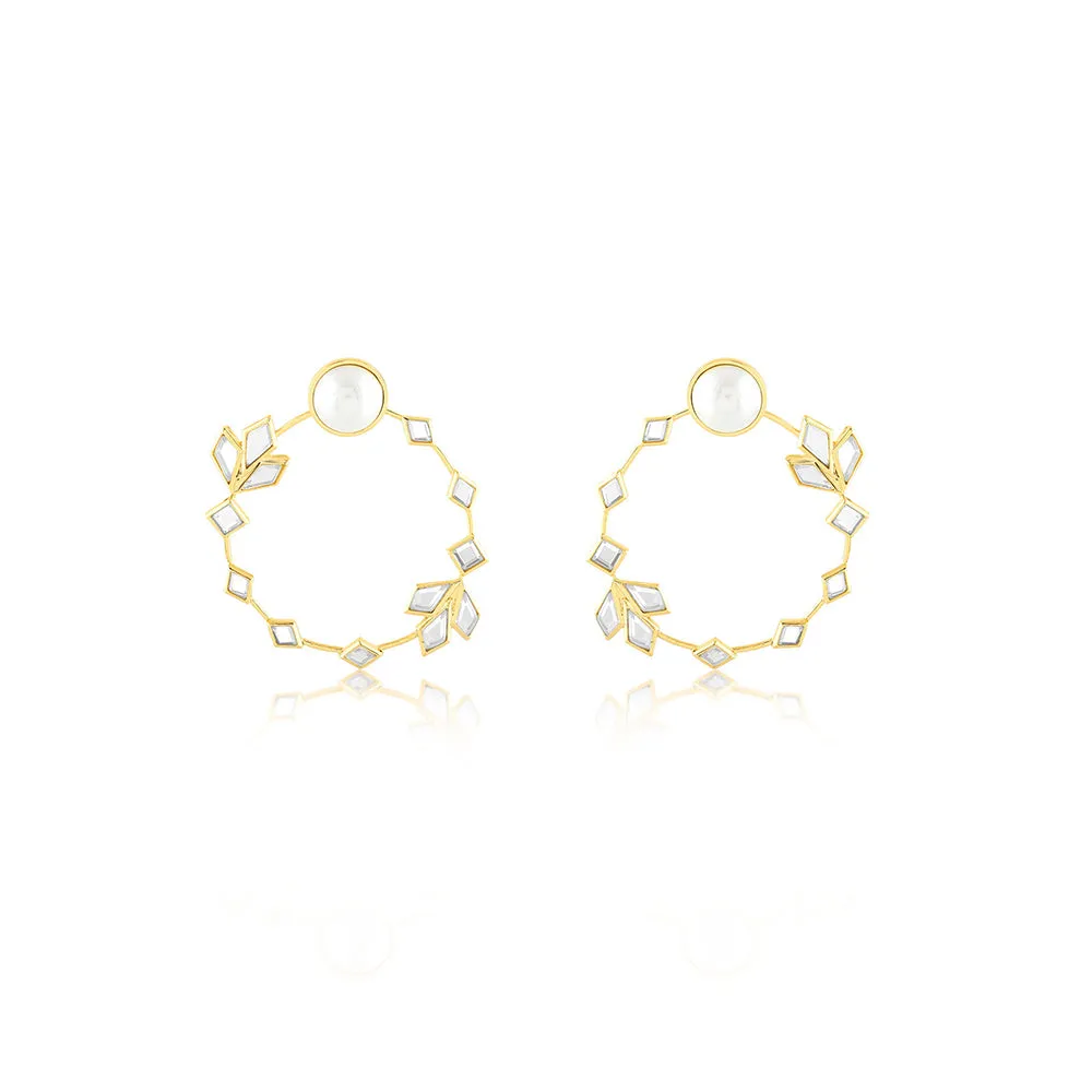 Isharya Flor Hoops Earrings In 18Kt Gold Plated