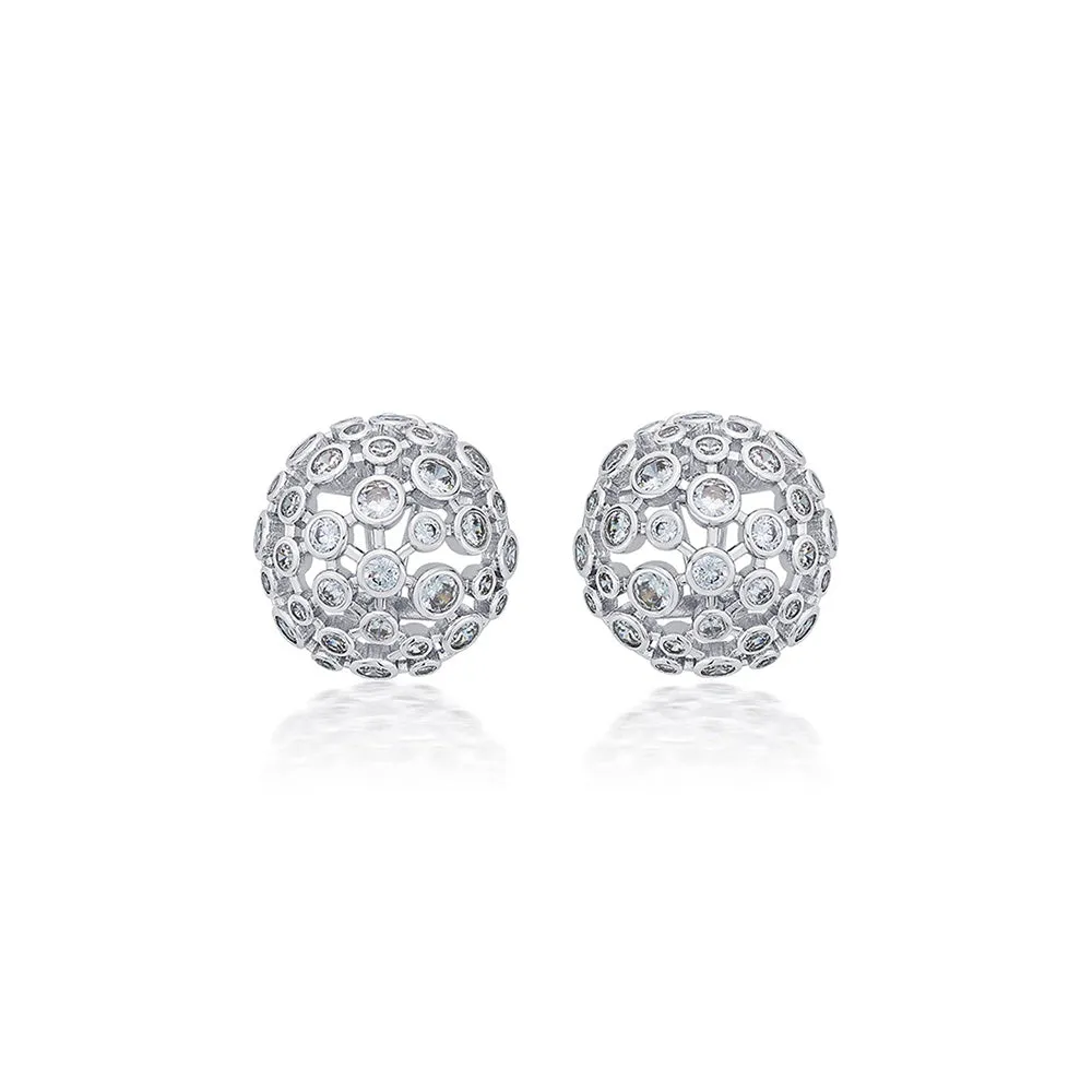Isharya Silver Cz Mesh Small Stud Earrings