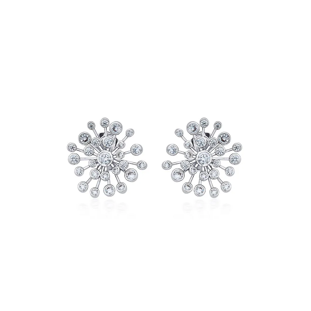 Isharya Silver Small Starburst Stud Earrings