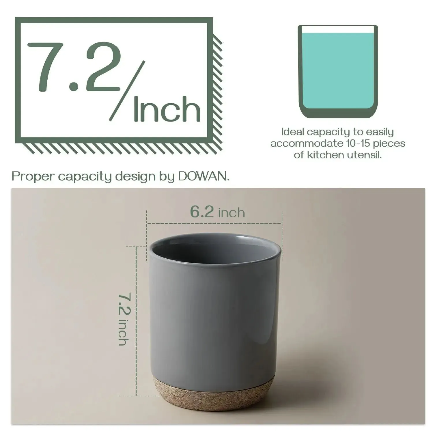 Kitchen Large Ceramic Utensil Holder Crock - Set of 1