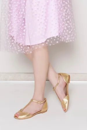 LAKI Golden Flat T-Strap