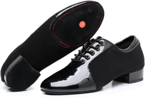 Latin Dance Shoes Men Modern Dance Shoes Male Oxford Fabric Tango Latin Shoes 2.5cm Heels Breathable Soft Social Ballroom Dance Footwear