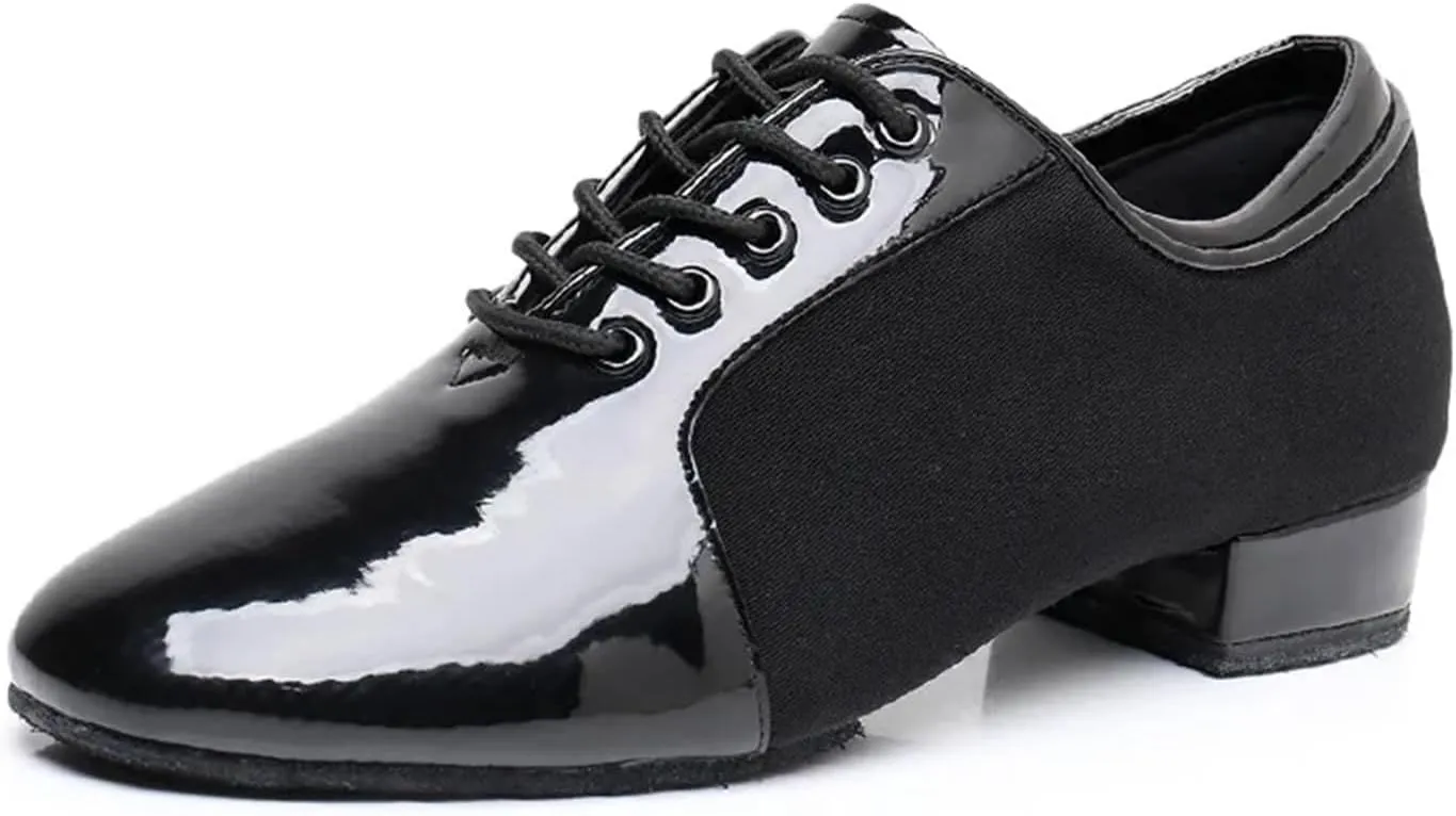 Latin Dance Shoes Men Modern Dance Shoes Male Oxford Fabric Tango Latin Shoes 2.5cm Heels Breathable Soft Social Ballroom Dance Footwear